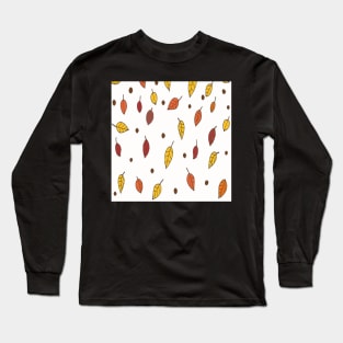 Autumn Leaf Pattern Graphic Design Orange, Rust & Yellow Background Beautiful Fall Long Sleeve T-Shirt